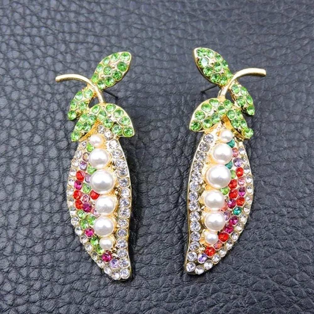 Colorful Pea Pod (peas in a pod) Earrings